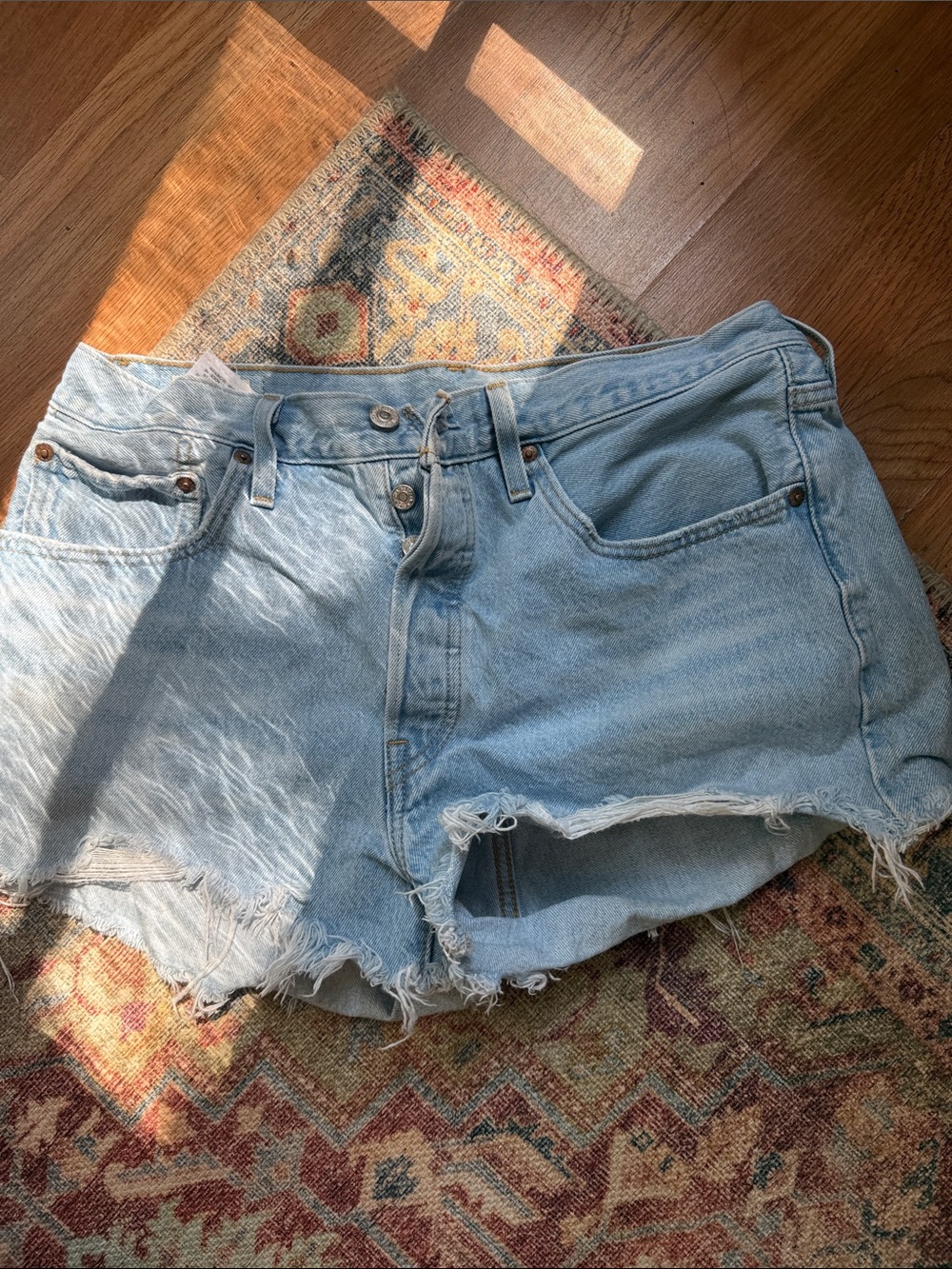 Levi's Womens‎ 31 Premium 501 Original Fit High Rise Buttonfly Denim Shorts